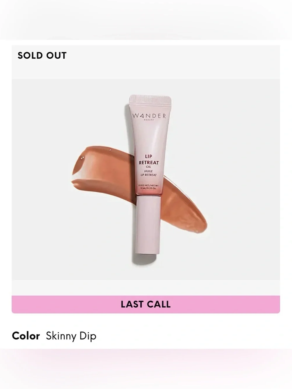 Wander Beauty Lip Retreat Lip Oil Balm - Nude Pink Shade